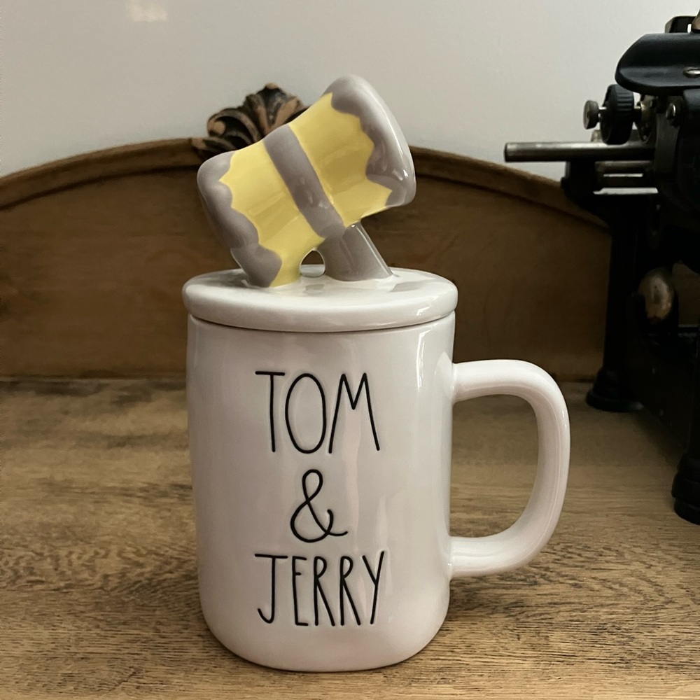 Rae Dunn Tom & Jerry Mug with Topper double sided